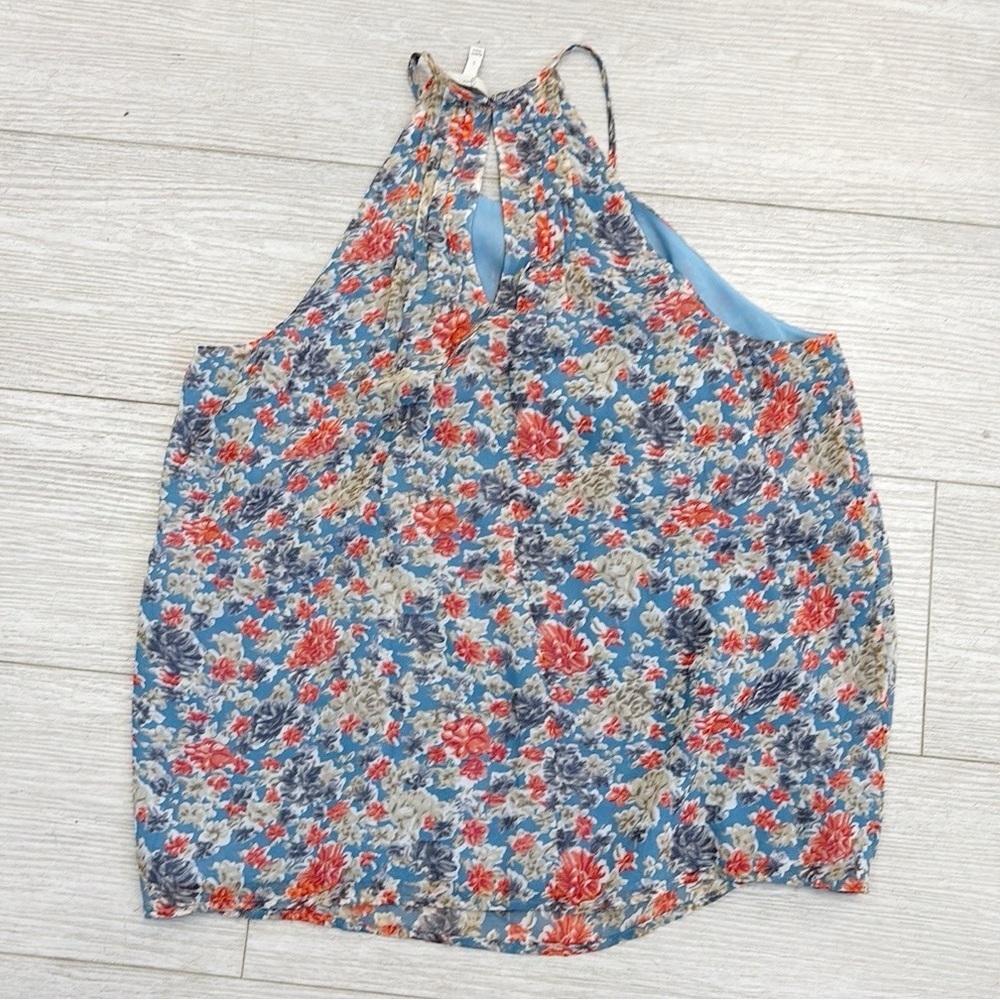 Joie Slate Blue Larisse B Floral Halter Top Blouse Size Small - Picture 3 of 8